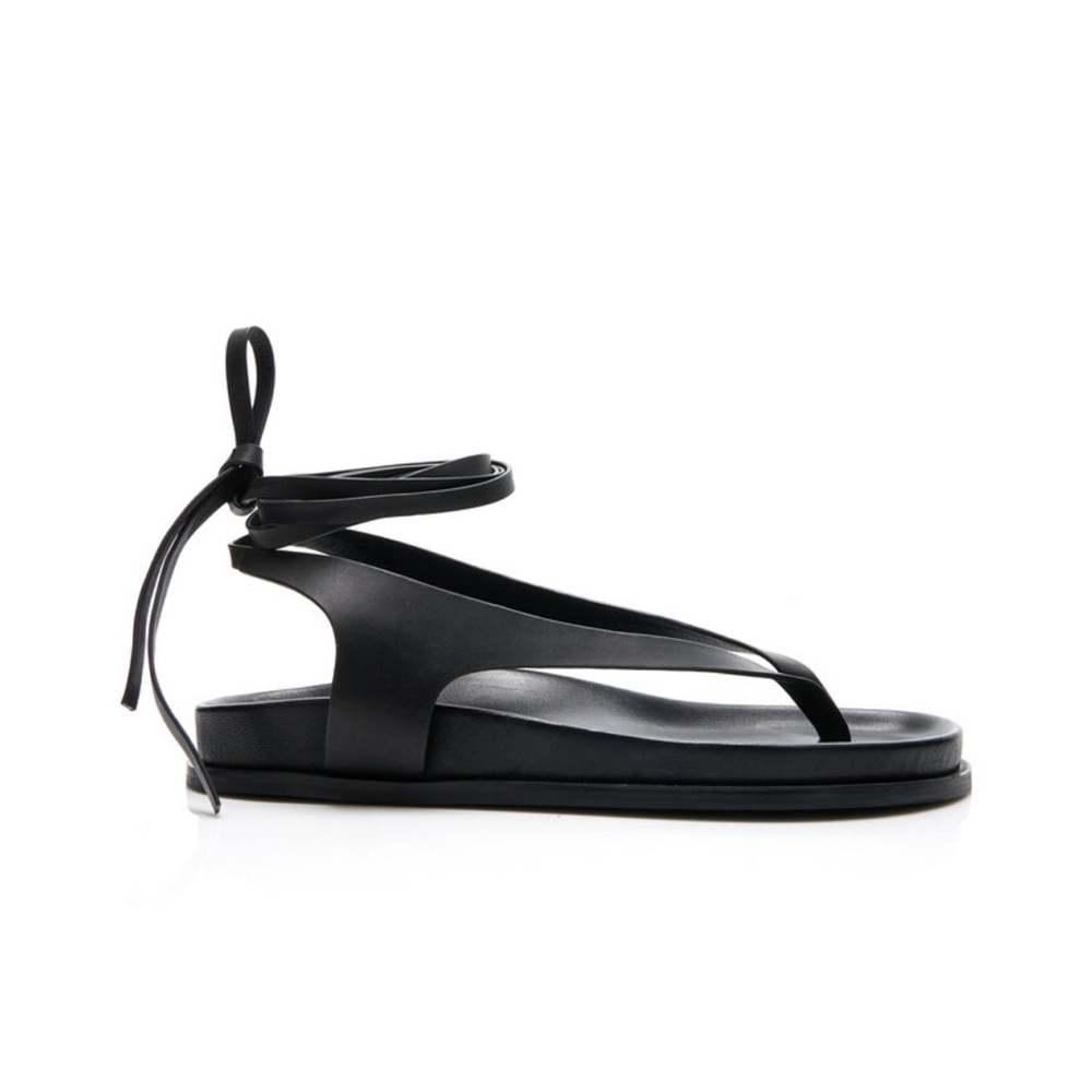 A. Emery black leather Shel lace up sandals - NIB - Size 39